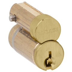 Schlage - Cylinders; Type: Removeable Core ; Keying: E Keyway ; Number of Pins: 6 ; Material: Brass ; Finish/Coating: Satin Brass - Exact Tooling
