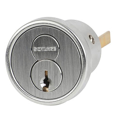 Schlage - Cylinders; Type: Rim ; Keying: E Keyway ; Number of Pins: 6 ; Material: Brass ; Finish/Coating: Satin Chrome - Exact Tooling