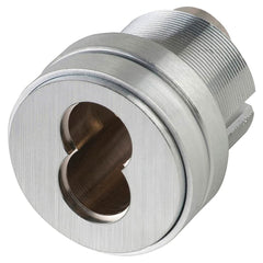 Schlage - Cylinders; Type: Mortise ; Keying: Less Core ; Number of Pins: 7 ; Material: Brass ; Finish/Coating: Satin Chrome - Exact Tooling