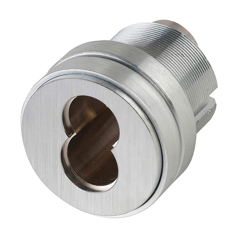 Schlage - Cylinders; Type: Mortise ; Keying: Less Core ; Number of Pins: 7 ; Material: Brass ; Finish/Coating: Satin Chrome - Exact Tooling