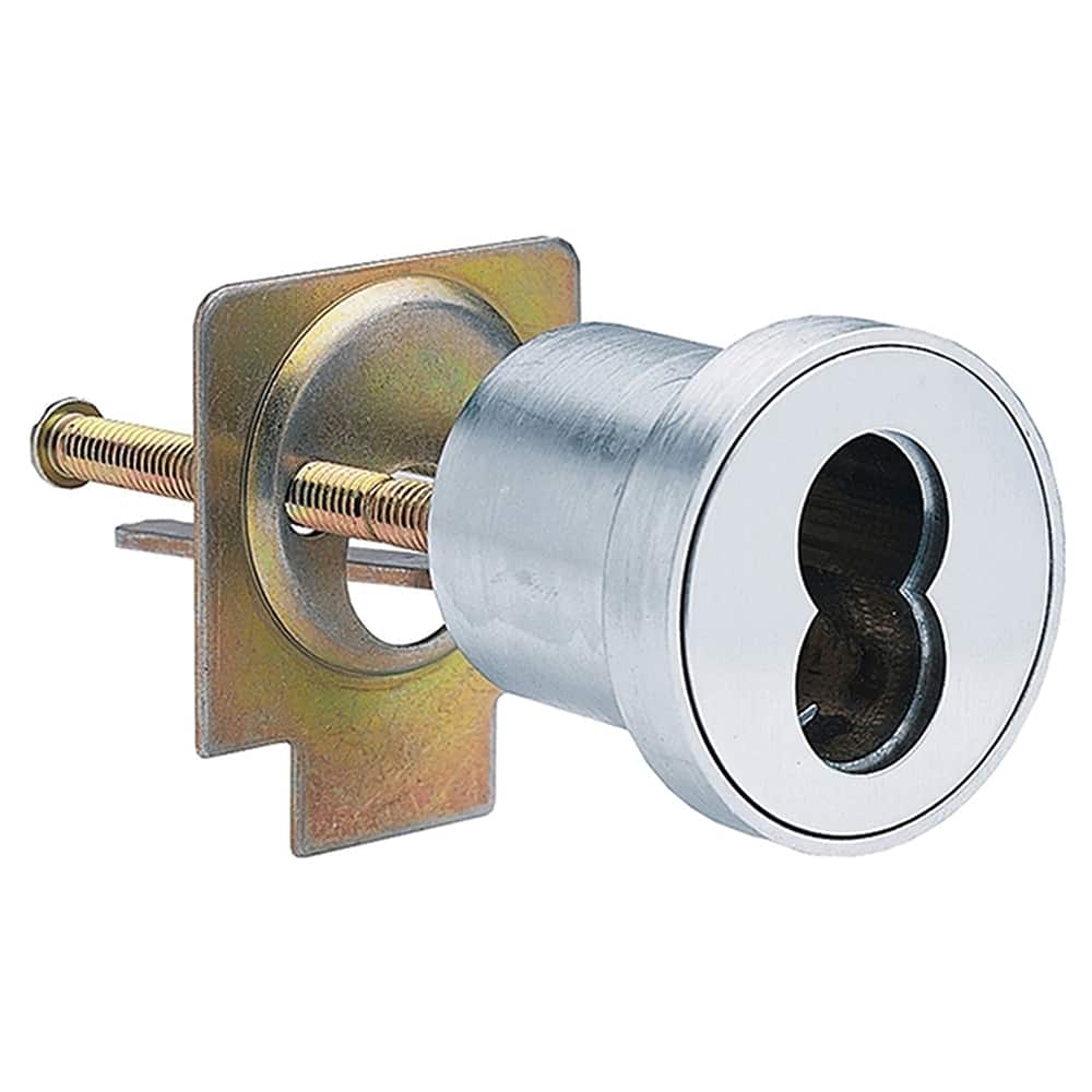 Schlage - Cylinders; Type: Rim ; Keying: Less Core ; Number of Pins: 7 ; Material: Brass ; Finish/Coating: Satin Chrome - Exact Tooling