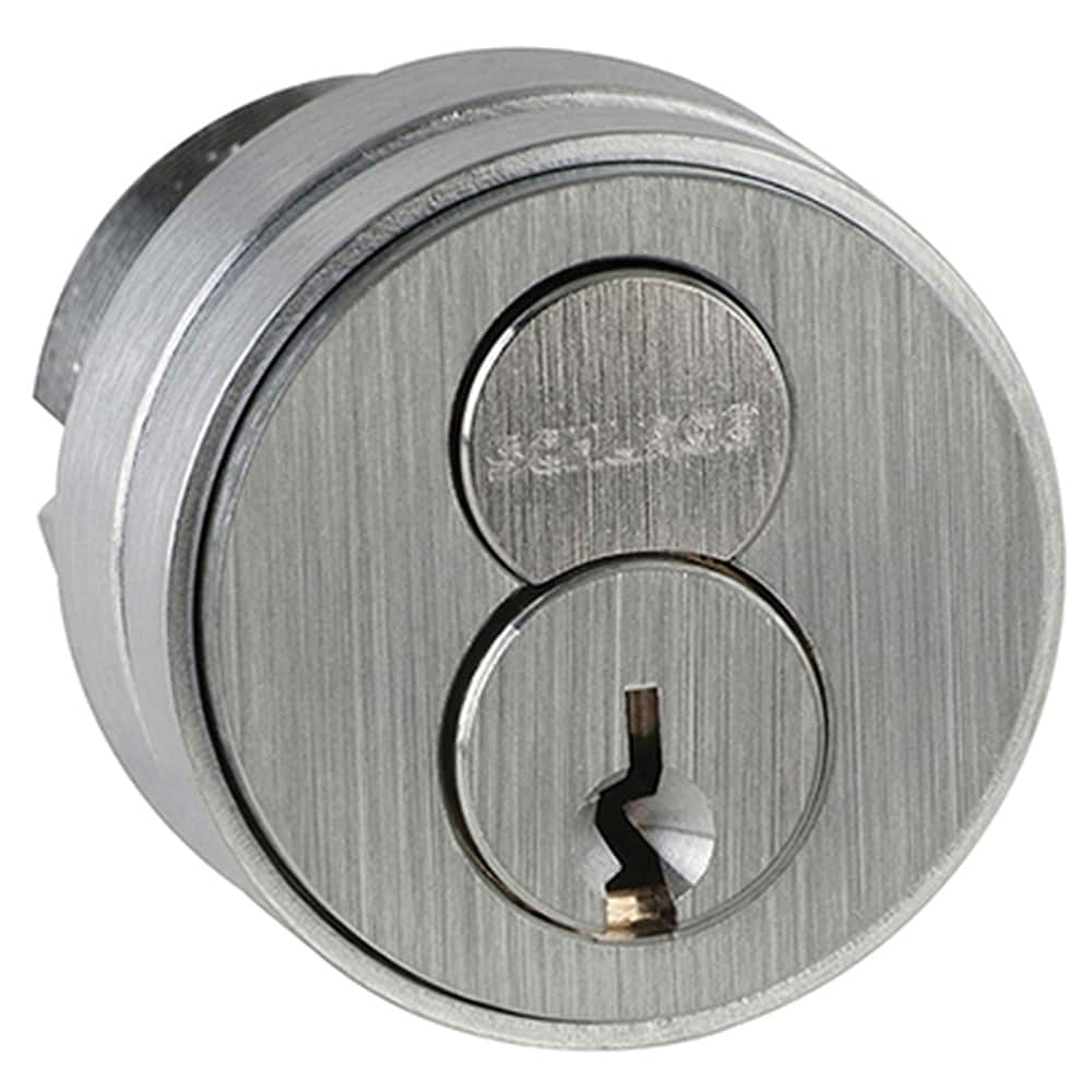 Schlage - Cylinders; Type: Mortise ; Keying: C Keyway ; Number of Pins: 6 ; Material: Brass ; Finish/Coating: Satin Chrome - Exact Tooling