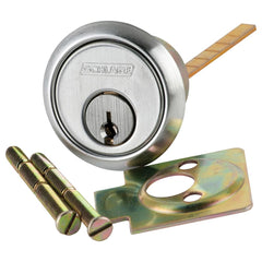 Schlage - Cylinders; Type: Rim ; Keying: C123 Keyway ; Number of Pins: 6 ; Material: Brass ; Finish/Coating: Satin Chrome - Exact Tooling