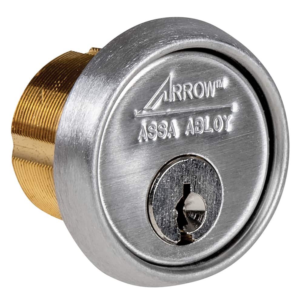 Arrow Lock - Cylinders; Type: Mortise ; Keying: AR keyway ; Number of Pins: 6 ; Material: Brass ; Finish/Coating: Stainless Steel - Exact Tooling