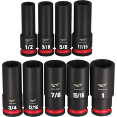 Milwaukee Tool - 9 Pc 1/2" Drive Deep Socket Set - Exact Tooling