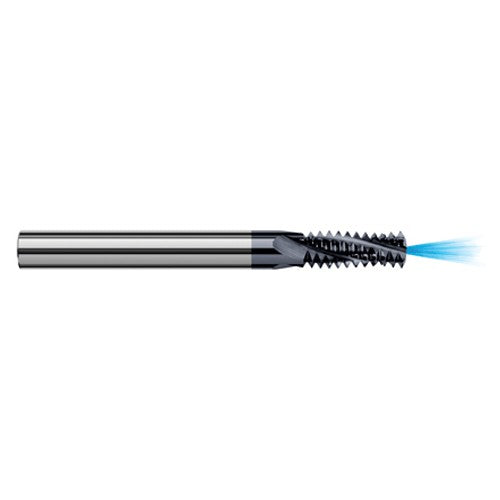 ‎0.2350″ Cutter Diameter × 0.6250″ (5/8″) Length of Cut Carbide Multi-Form 5/16″-18 Thread Milling Cutter Coolant Through, 3 Flutes, AlTiN Coated - Exact Tooling