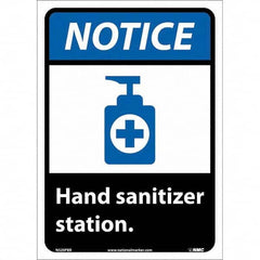 NMC - "Notice - Hand Sanitizer Station", 10" Wide x 14" High, Pressure-Sensitive Vinyl Safety Sign - Exact Tooling