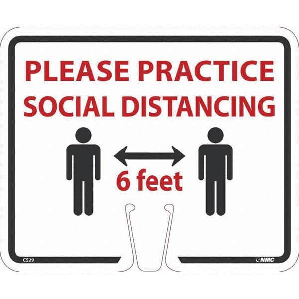 NMC - "Please Practice Social Distancing", 12-5/8" Wide x 10-3/8" High, Rigid Plastic Safety Sign - Exact Tooling