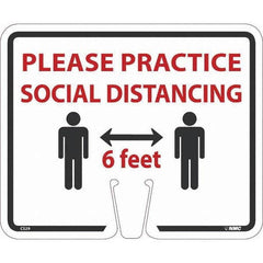 NMC - "Please Practice Social Distancing", 12-5/8" Wide x 10-3/8" High, Rigid Plastic Safety Sign - Exact Tooling