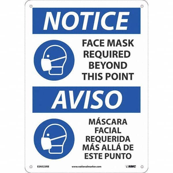 NMC - "Notice - Face Mask Required Beyond This Point", 10" Wide x 14" High, Rigid Plastic Safety Sign - Exact Tooling