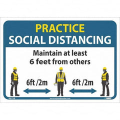 NMC - "Practice Social Distancing", 14" Wide x 10" High, Pressure-Sensitive Vinyl Safety Sign - Exact Tooling