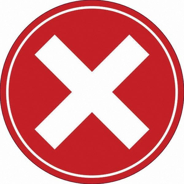 Safety Label: ″X″, Round, 4″ Dia Removable Adhesive, Vinyl