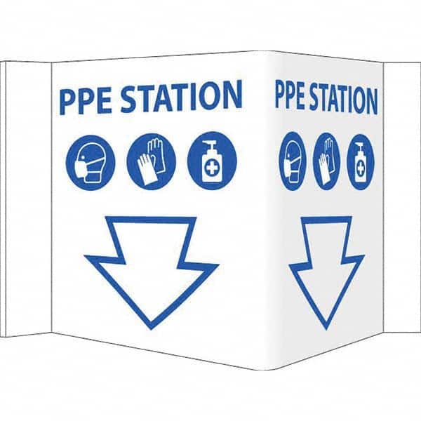 NMC - "PPE Station", 12" Wide x 6" High, Vinyl Safety Sign - Exact Tooling