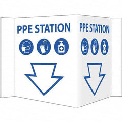 NMC - "PPE Station", 12" Wide x 6" High, Vinyl Safety Sign - Exact Tooling