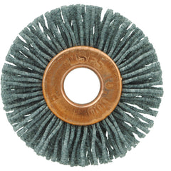 1-1/8″ Small Diameter Nylox Wheel Brush, .022/120SC Crimped Fill, 1/4″ Arbor Hole - Exact Tooling