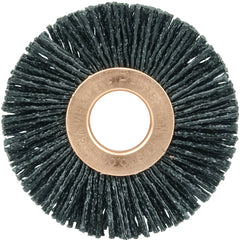 2″ Diameter - Small Diameter Wheel Brush - 0.055″/80 Grit - 1/2″ Arbor - Exact Tooling