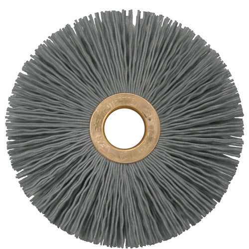 3″ Small Diameter Nylox Wheel Brush, .022/320SC Crimped Fill, 1/2″ Arbor Hole - Exact Tooling