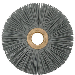 3″ Small Diameter Nylox Wheel Brush, .022/320SC Crimped Fill, 1/2″ Arbor Hole - Exact Tooling