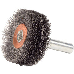 1-1/4″ Stem-Mounted Crimped Wire Wheel, .008″ Steel Fill, 1/4″ Stem - Exact Tooling