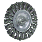 4" - Diameter Stem-Mounted Knot Wire Wheel; .014" - Diameter Steel Fill; 1/4" Stem - Exact Tooling