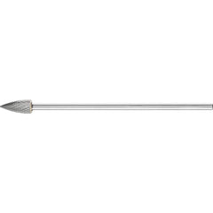 PFERD - SG-5L6, 1/2" Cut Diam, 1/4" Shank Diam, Carbide Double Cut Tree with Pointed End Burr - Exact Tooling
