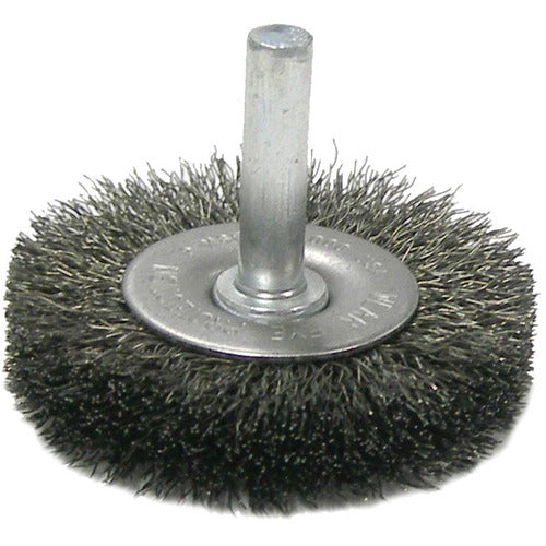 2″ Stem-Mounted Crimped Wire Radial Wheel, .0118″ Steel Fill, 1/4″ Stem - Exact Tooling