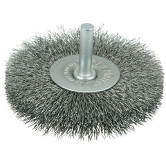 3″ Stem-Mounted Crimped Wire Radial Wheel, .008″ Steel Fill, 1/4″ Stem - Exact Tooling