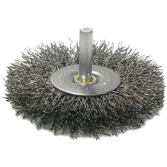 4″ Stem-Mounted Crimped Wire Radial Wheel, .008″ Steel Fill, 1/4″ Stem - Exact Tooling