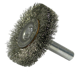 1-1/2″ Stem-Mounted Crimped Wire Radial Wheel, .006″ Stainless Steel Fill, 1/4″ Stem - Exact Tooling