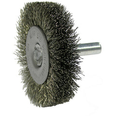 2″ Stem-Mounted Crimped Wire Radial Wheel, .008″ Stainless Steel Fill, 1/4″ Stem - Exact Tooling