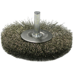 2-1/2″ Stem-Mounted Crimped Wire Radial Wheel, .008″ Stainless Steel Fill, 1/4″ Stem - Exact Tooling