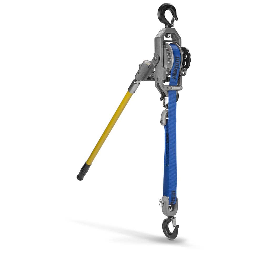 Little Mule - Manual Hoists-Chain, Rope & Strap; Type: Lever ; Lifting Material: Strap ; Capacity (Lb.): 2000 ; Lift Height (Feet): 11 ; Lift Height (Inch): 132 ; Minimum Headroom: 27.0 - Exact Tooling