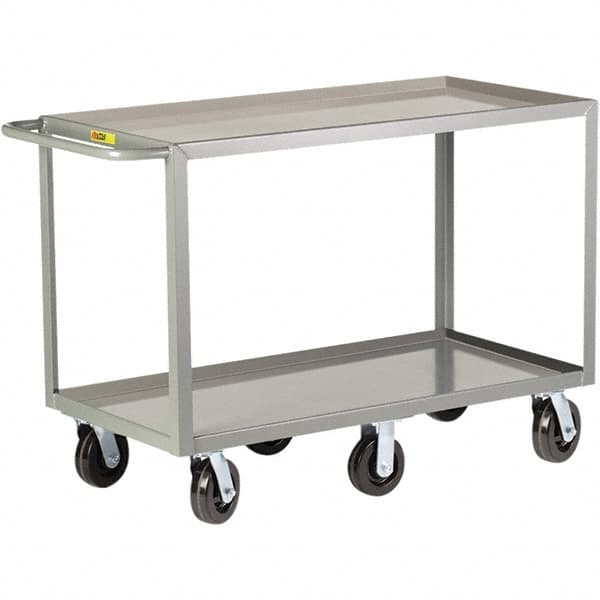 Little Giant - 3,600 Lb Capacity, 30" Wide x 48" Long x 36" High Cart - 2 Shelf, Steel, Phenolic Casters - Exact Tooling