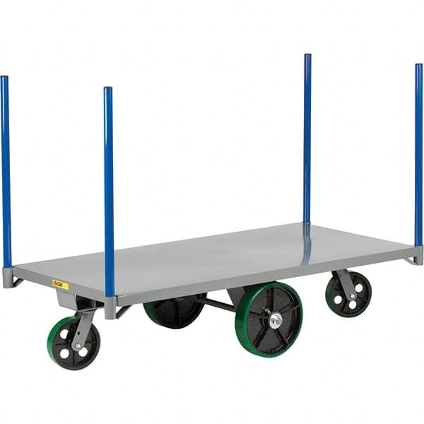Little Giant - 4,000 Lb Capacity Steel Pipe Stake Truck - Steel Deck, 30" OAW, 72" Platform Length, Polyurethane Casters - Exact Tooling