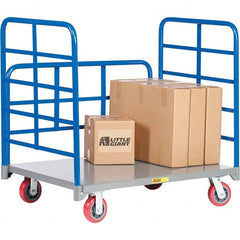 Little Giant - 3,600 Lb Capacity Steel Double End Rack Platform Truck - Steel Deck, 30" OAW, 60" Platform Length, Polyurethane Casters - Exact Tooling