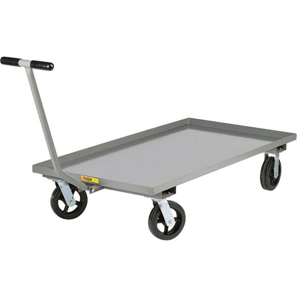 Little Giant - 2,000 Lb Capacity, 36" Wide x 60" Long x 9" High Cart - Steel, 2 Rigid/2 Swivel Casters - Exact Tooling