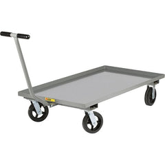 Little Giant - 2,000 Lb Capacity, 36" Wide x 60" Long x 9" High Cart - Steel, 2 Rigid/2 Swivel Casters - Exact Tooling