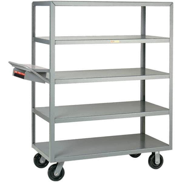 Little Giant - 3,600 Lb Capacity, 30" Wide x 60" Long x 63-1/2" High Order Picking Cart - 5 Shelf, Steel, Phenolic Casters - Exact Tooling