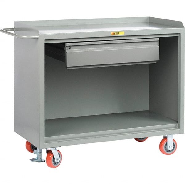 Little Giant - 3,600 Lb Capacity, 1 Drawer Mobile Service Bench - 41" Wide x 24" Deep x 43" High, Steel, Gray - Exact Tooling