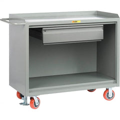 Little Giant - 3,600 Lb Capacity, 1 Drawer Mobile Service Bench - 41" Wide x 24" Deep x 43" High, Steel, Gray - Exact Tooling