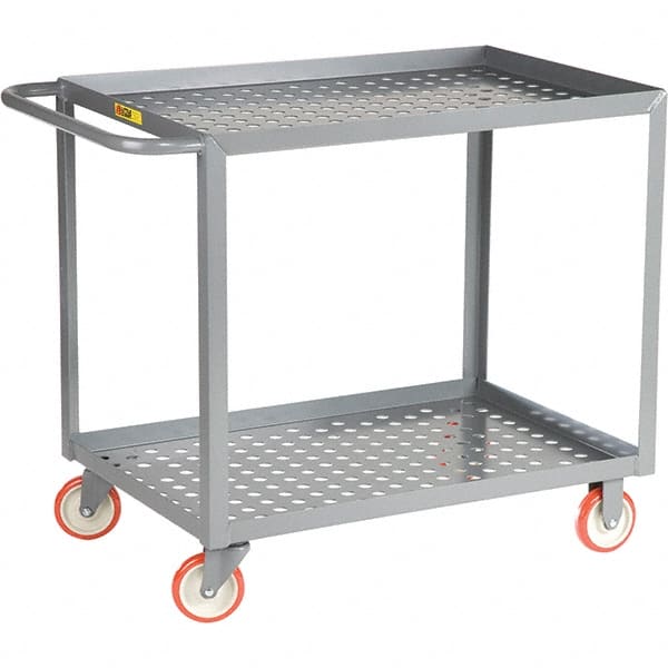 Little Giant - 1,200 Lb Capacity, 24" Wide x 36" Long x 35" High Service Cart - 2 Shelf, Steel, Polyurethane Casters - Exact Tooling