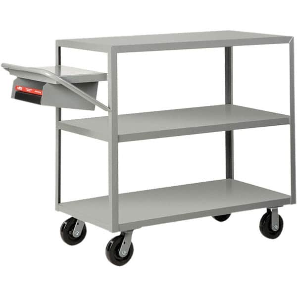 Little Giant - 3,600 Lb Capacity, 30" Wide x 48" Long x 45" High Order Picking Cart - 3 Shelf, Steel, Phenolic Casters - Exact Tooling