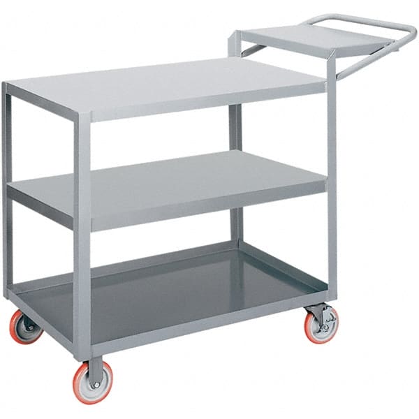 Little Giant - 1,200 Lb Capacity, 18" Wide x 32" Long x 35" High Order Picking Cart - 3 Shelf, Steel, 2 Rigid/2 Swivel Casters - Exact Tooling
