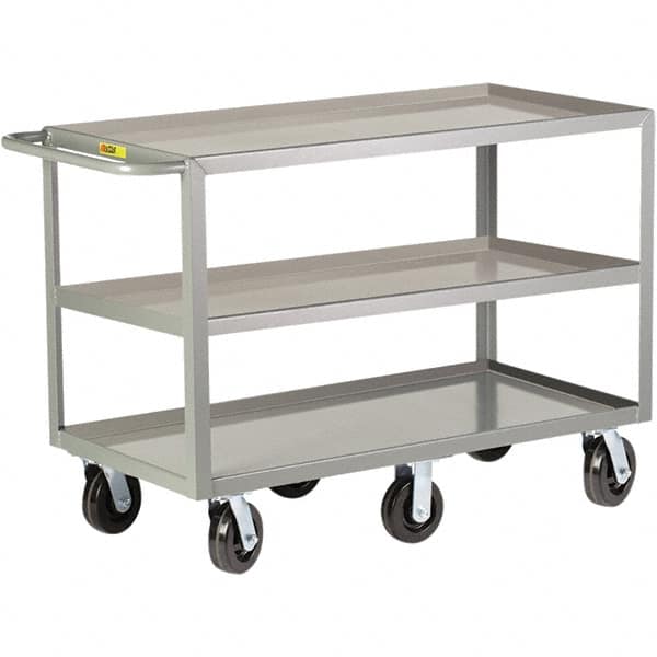 Little Giant - 3,600 Lb Capacity, 24" Wide x 48" Long x 36" High Cart - 3 Shelf, Steel, Phenolic Casters - Exact Tooling