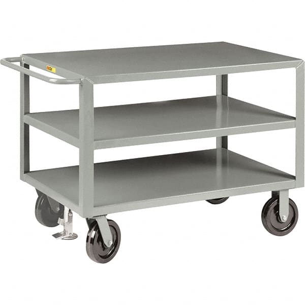 Little Giant - 5,000 Lb Capacity, 36" Wide x 72" Long x 36" High Cart - 3 Shelf, Steel, Phenolic Casters - Exact Tooling