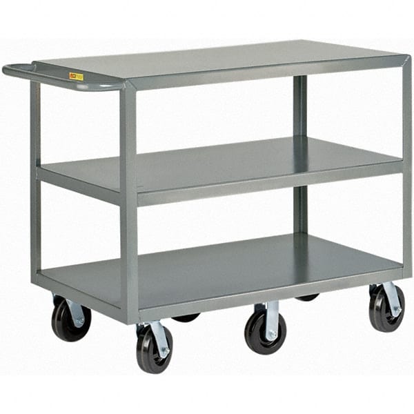 Little Giant - 3,600 Lb Capacity, 24" Wide x 48" Long x 36" High Cart - 3 Shelf, Steel, Phenolic Casters - Exact Tooling