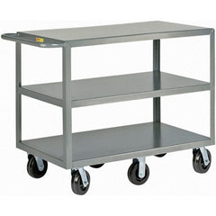 Little Giant - 3,600 Lb Capacity, 30" Wide x 60" Long x 36" High Cart - 3 Shelf, Steel, Phenolic Casters - Exact Tooling