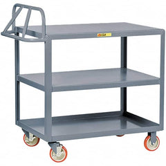 Little Giant - 1,200 Lb Capacity, 30" Wide x 48" Long x 35" High Cart - 3 Shelf, Steel, Polyurethane Casters - Exact Tooling