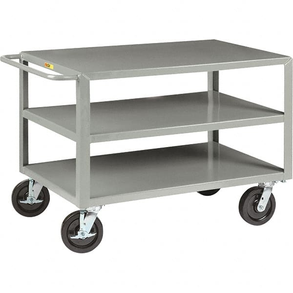 Little Giant - 5,000 Lb Capacity, 24" Wide x 48" Long x 36" High Cart - 3 Shelf, Steel, Phenolic Casters - Exact Tooling