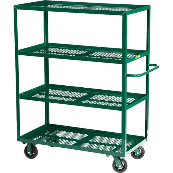 Little Giant - 1,600 Lb Capacity Steel Platform Truck - Steel Deck, 30" OAW, 60" Platform Length, Mold On Rubber Casters - Exact Tooling